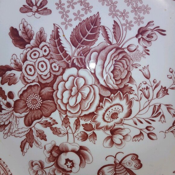 The Spode Archive Collection Blue Rose Plate Cranberry 9.5" Preowned EUC England - Picture 9 of 16